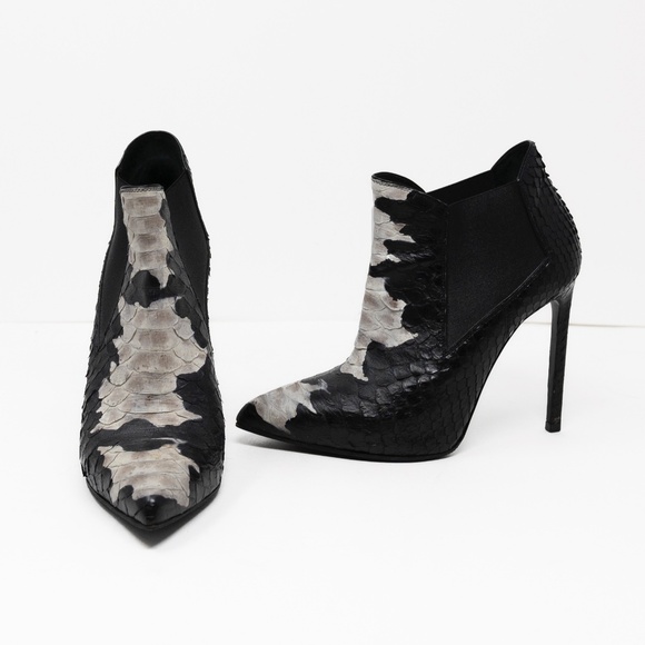 Saint Laurent Paris Goa Genuine Python Leather Pull On Ankle High Heel Booties - Picture 1 of 4